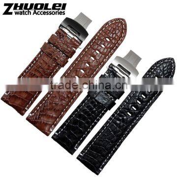 Luxury real alligator Black Brown 22MM 24MM leather Bracelet Wholesale 3PCS