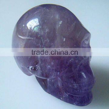 Natural stone carving amethyst skull figurine