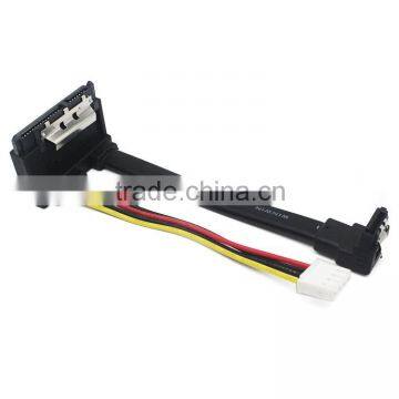 Right angle SATA 7+15 Pin female to 7pin L shape to 4 pin Power cable