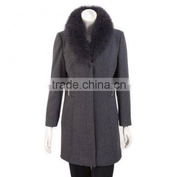 CPCO1101LF ladies' cashmere coat with fox fur collar