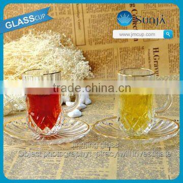 Mouth gilt diamond tea cup with plate set china manufacturer