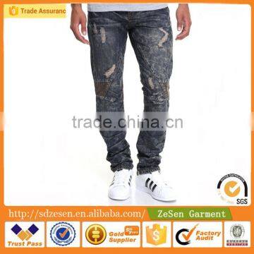 Customized Oil Indigo Denim Jeans Wholesale Apparel Wear Manufacturer China For Men