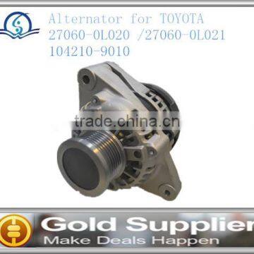 Brand New alternator for TOYOTA 27060-0L020 /27060-0L021 104210-9010 with high quality and low price.