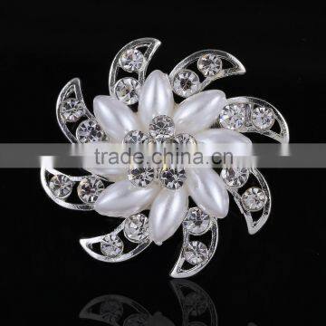 New Arrived Flower Rhinestone Brooch Pin,Pearl Bridal Hair Brooch For Wedding