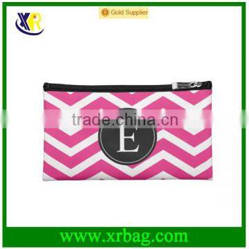 Black and White Striped Pattern Hot Pink monogrammed cosmetic bag