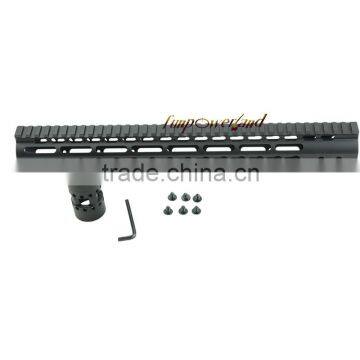 Funpowerland Black Float NSR 15 Inch Handguard One-piece Top Rail System KeyMod High Quality Lightest For AR-15 M4 M16