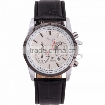 two tone black case men wrist watch mens leather watches manufactures