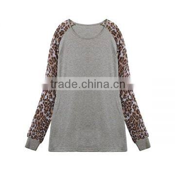 Fashion Blusas 2015 New Women Ladies Spring Autumn Long Sleeve Leopard Loose Casual Tees Tops TShirt 3 Colors Plus Size M-3XL F4