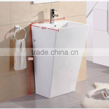 Dennis L-608 Modern One Piece Square Pedestal Hand Washbasin photo-2