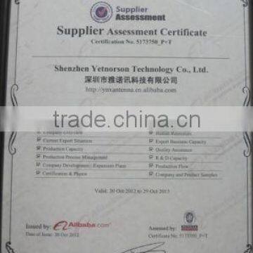 Supplier Assessment Certificate