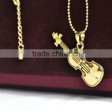 18k Gold plated and platina plated violin necklace