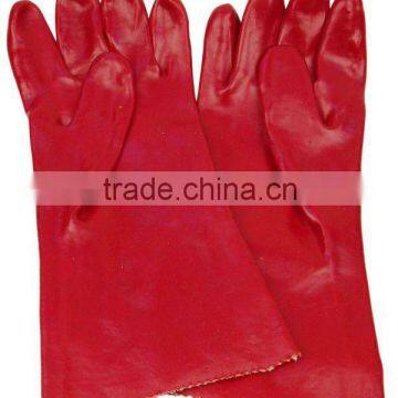 Red Rubber Hand Glove With PVC(SQ-017)