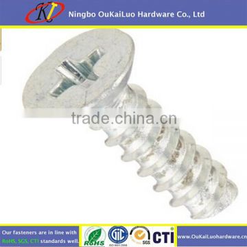 Phillips flat head self tapping screw with flat end for hard plastic