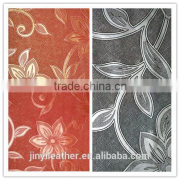 JRLW047 flower design pvc synthetic &artifical leather for wallpaper guangzhou china factory dirtect sell