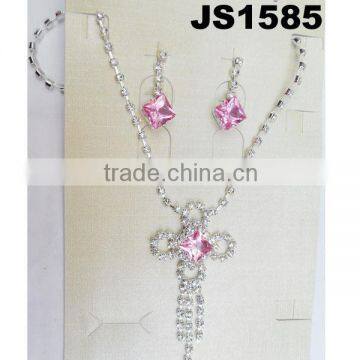 wholesale cute crystal copper silver jewelry set