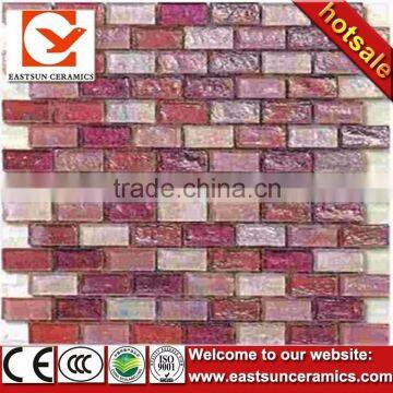 2015 high quality foshan montage stripe mixed color marble glass mosaic tile