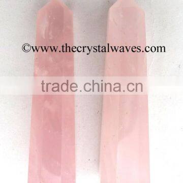 Rose Quartz Good Color wholesale Pencil 6 to 8 Facets Single Terminated Point Khambhat Gujarat India crystal waves