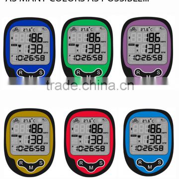 Big LCD Display CE Rohs Heart Rate Bicycle Computer with Thermometer