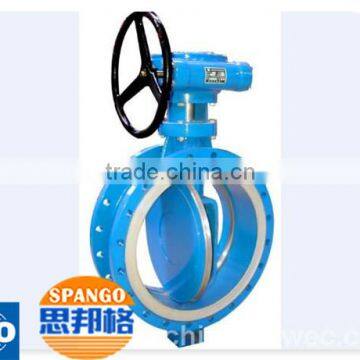 double flange butterfly valve with gearbox