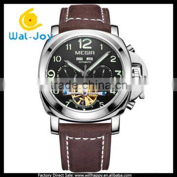 WJ-5502 Genuine Leather Multifunction High Quality Waterproof Megir Men Automatic Mechanical Watch photo-2