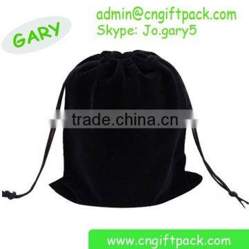 Black 15cmx20cm Custom Velvet Drawstring Pouch Bag