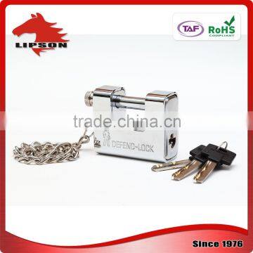 LS-303 Kaba Key and Steel Chain WITH Plated Steel Amour Rectangular Padlock photo-2