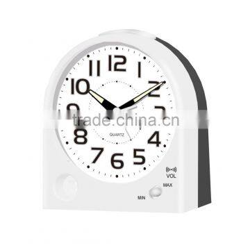 Simple White Plastic table alarm clock