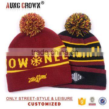 Winter Jacquard New Design Acrylic Beanie Hats With Top Ball photo-2