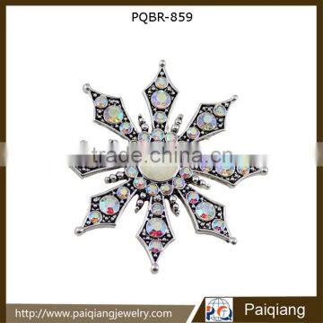 Wholesale fashion vintage rhinestone snowflake brooch jewelry