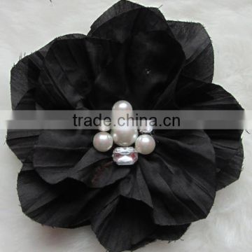 Women Flower Pearl Brooch Hair Clip Hair Pin Faric Flower Artificial flowers