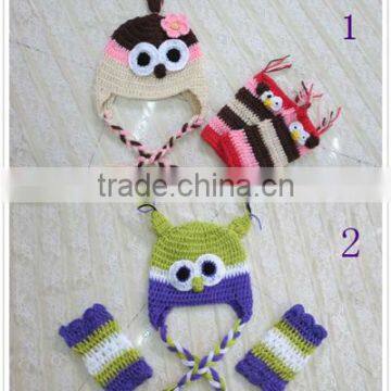 New Arrivals hand crochet owl winter hats with leg warmer as set for baby