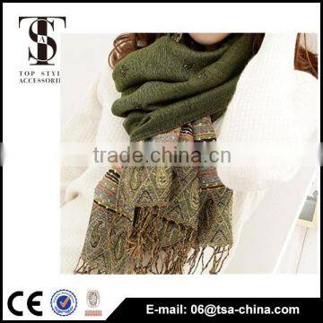 High quality acrylic jacquard flower scarf shawl hijab women scarf