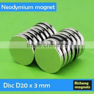 Strong pull force Neodymium magnetic disc D20x3mm magnet rod