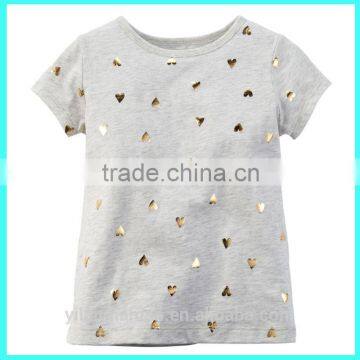 New arrival Shiny Heart Print custom kids tee shirts funny kids tee shirts,cheap kids tee shirts