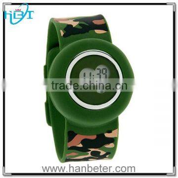 2014 latest hot sale unisex vogue colorful silicone slap watch digital watch movement