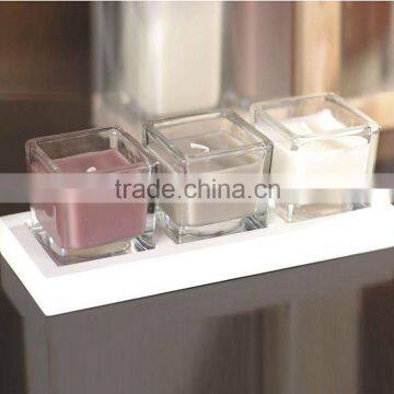 mini square glass candle holder, glass candle jar, home decor, good for holiday