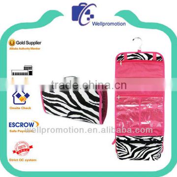 Wellpromotion zebra-stripe Ladie's folding toiletry bag