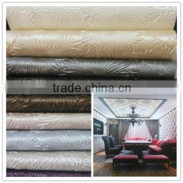 PVC leather with flower embossed for decoration usage