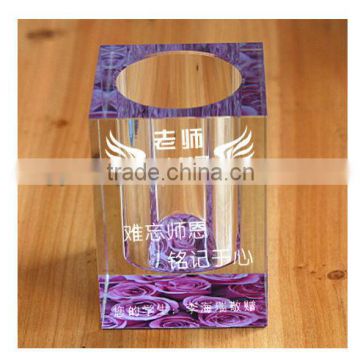 Personalized Cube Crystal Pen Holder For Office Decoration