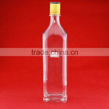 Pettry low price transaprent olive oil bottles custom square bottles 500ml handle shape bottles