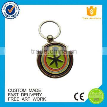 Custom round enamel flower metal keychain