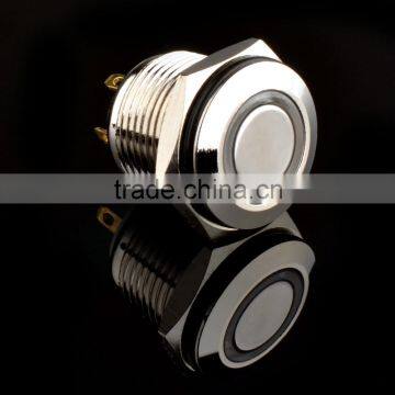 250V 16mm LED Lighted Ring Illuminated Momentary Push Button Switch Flat Head For Car Truck Boat Waterproof IP65 photo-5