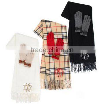 Wholesale Plaid Monogrammed Scarf