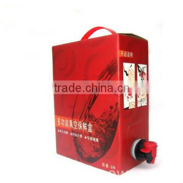 Standing bag in paper box with spout for wine / water / beverage