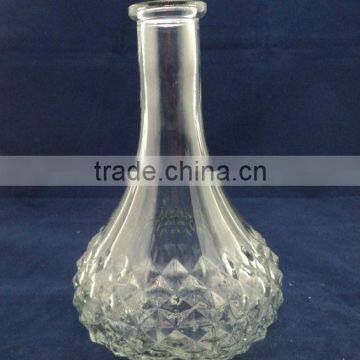 engraved flower glass vase, decorative colored vase