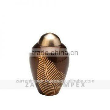 Leaf Engraved 3" Brass Keepsake Urn