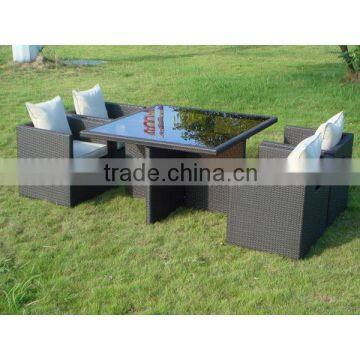 HC-J008 aluminum rattan bar set with sofa chair and glass table