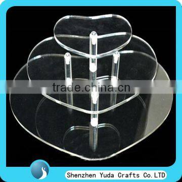 countertop custom clear acrylic 3 tier heart shape wedding cake stand cheap high quality