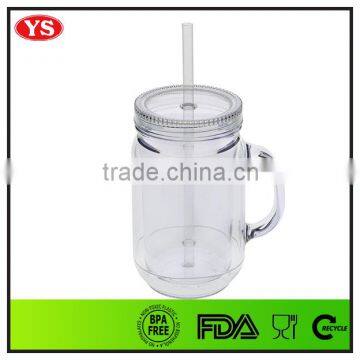 Double Wall Insulated Mason Jar Tumbler Mug With Straw 20 Ounce