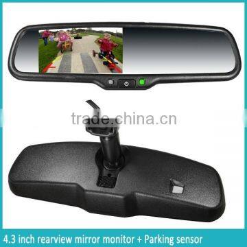 4.3 Inch Rearview Mirror Monitor, Car Rear Camera and Parking Sensor Display Bluetooth